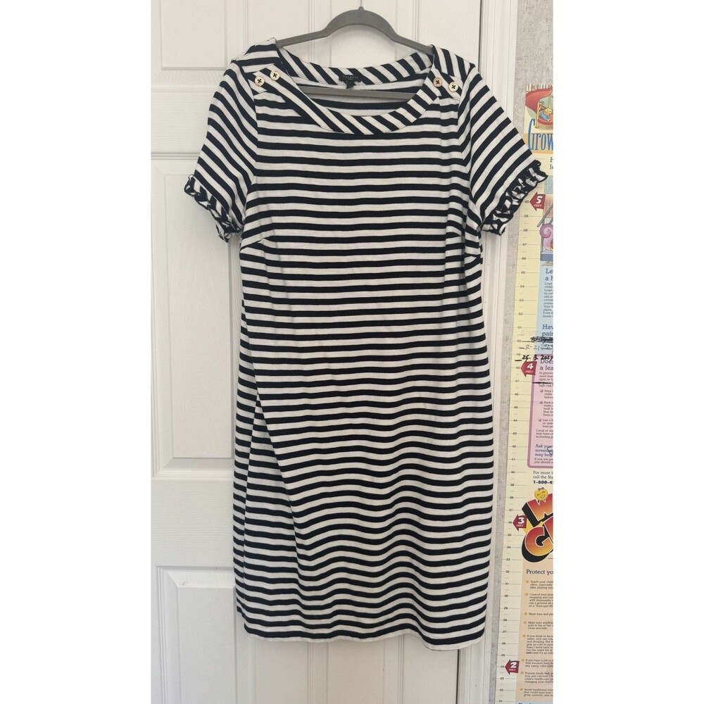NWOT Talbots Stripped Summer Cotton 1X Women’s Knee Length Dress Short Sleeves